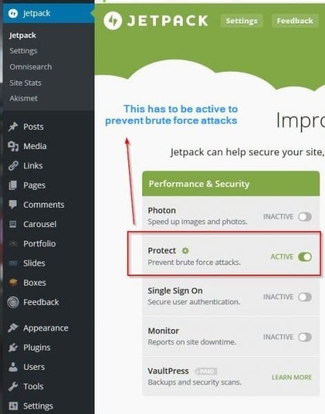wordpress security using jetpack