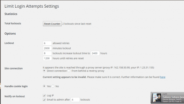 wordpress security using limit login attempts