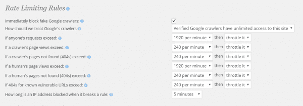 protect server and resources by rate limiting rules - wordfence security plugin