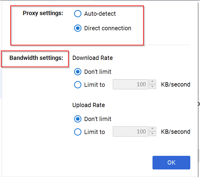 Google Drive Backup And Sync Preferences Network Settings