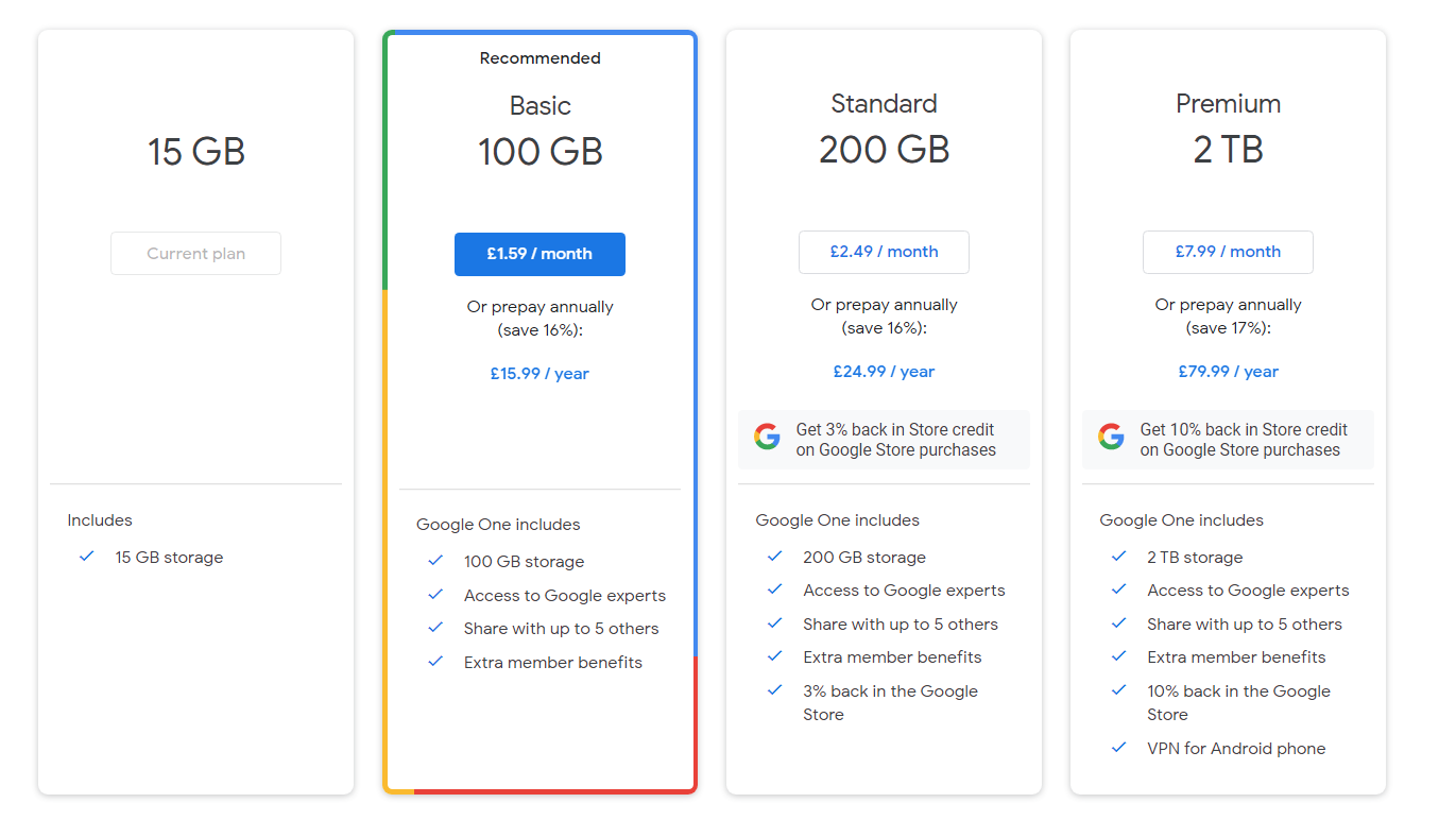 Google One Uk Pricing