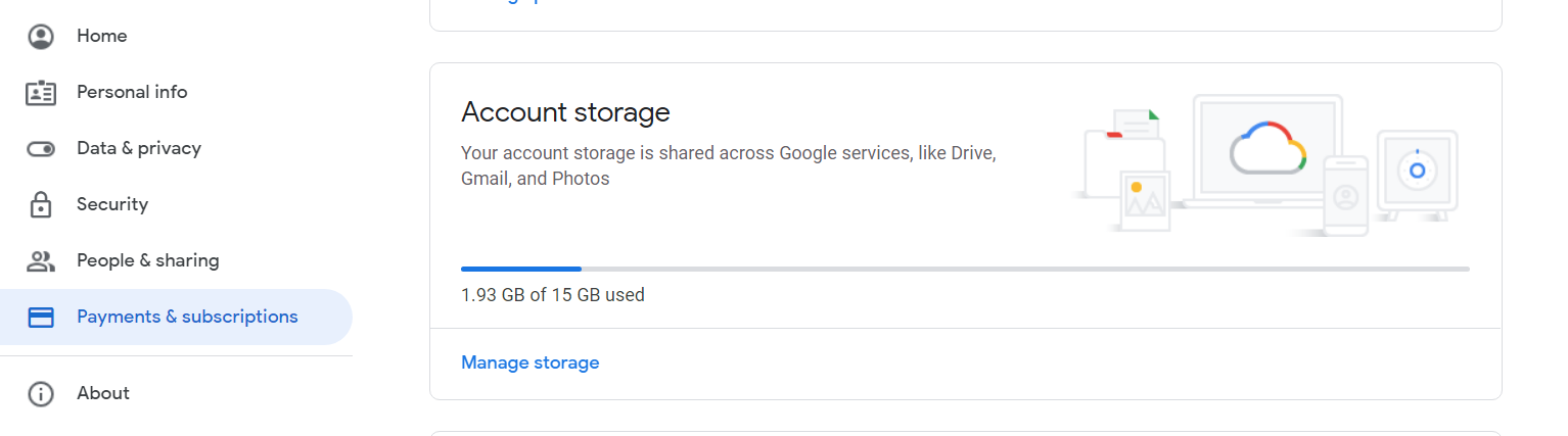 Google Account Storage