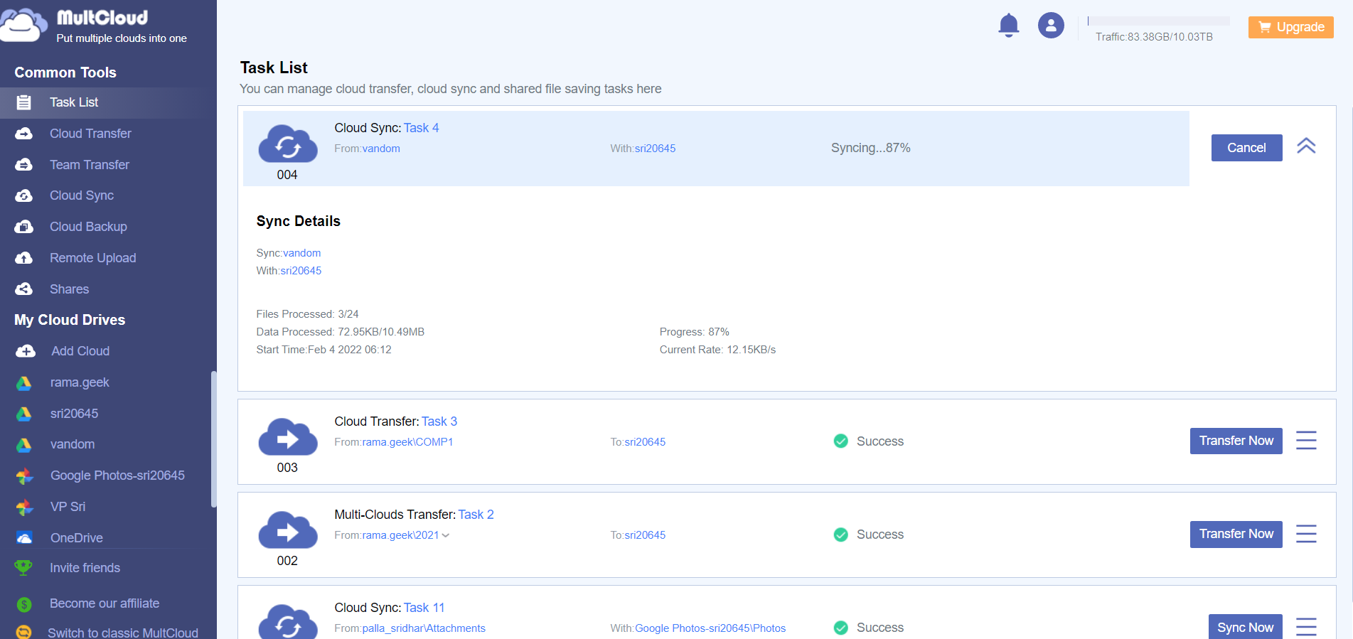 Multcloud Cloud Sync