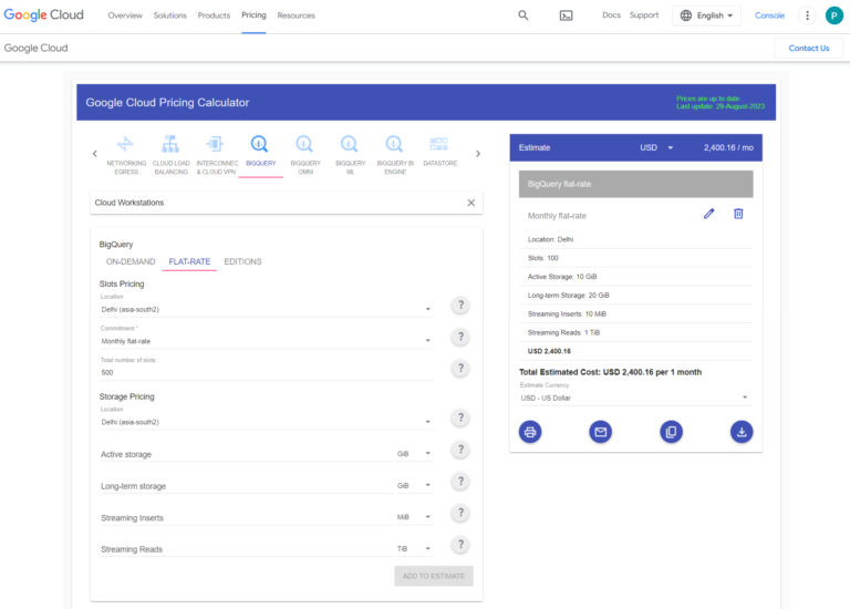 Estimate Google Cloud Pricing Using In-Built Calculator