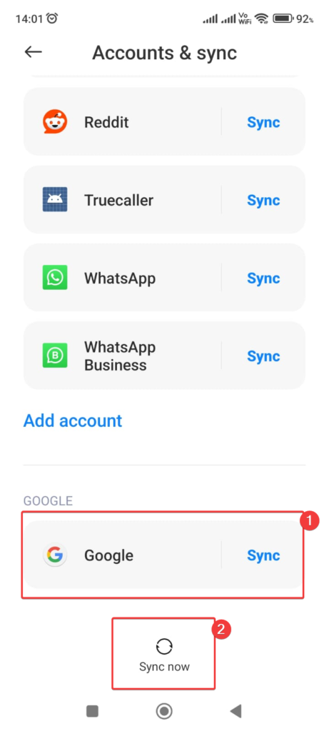 Gmail Sync Settings